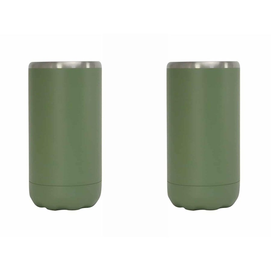 2x Annabel Trends 14.5cm S/S Can Soda Beverage Cooler Insulated Skinny Khaki