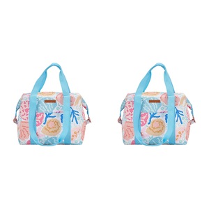 2x Annabel Trends 25cm Insulated Picnic Cooler Bag Box Food Carrier Shelly Beach