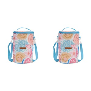2x Annabel Trends 33cm Insulated Cooler Bag Carrier Tall Barrel Shelly Beach