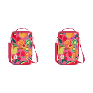 2x Annabel Trends 33cm Insulated Picnic Cooler Bag Carrier Tall Barrel Tropicana