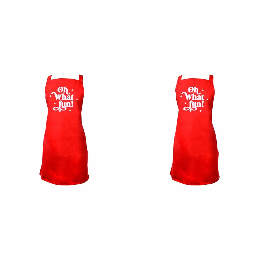 2x Annabel Trends Cotton Screen Print Kitchen Apron 60x80cm Oh What Fun Red