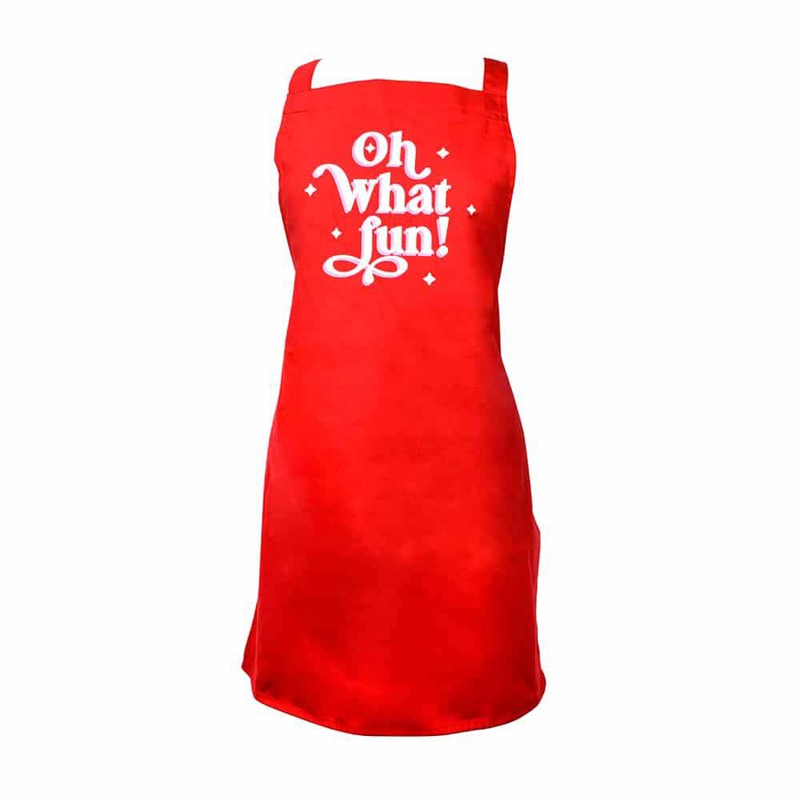 2x Annabel Trends Cotton Screen Print Kitchen Apron 60x80cm Oh What Fun Red