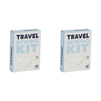 2x Annabel Trends Vegan Leather AT Travel Portable Sewing Kit 12x18cm White