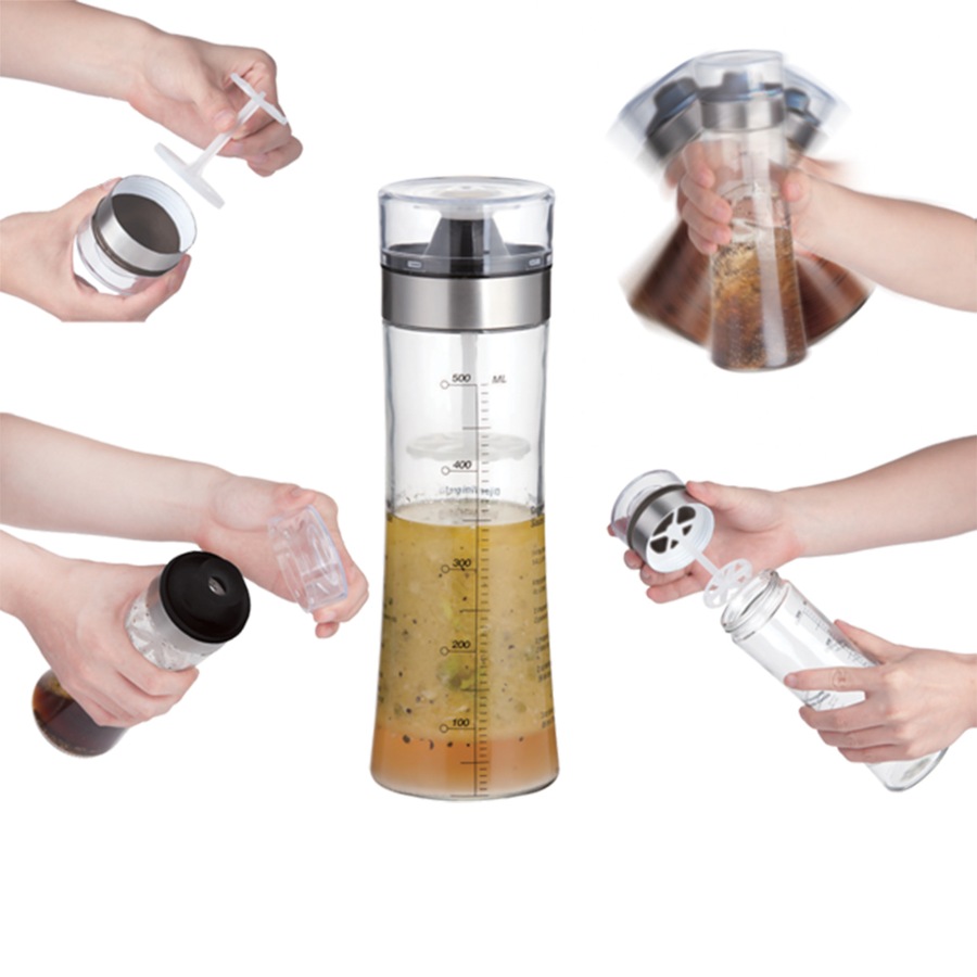 2x Appetito Salad Dressing Shaker Bottle 500ml Home Kitchen Cooking Serveware