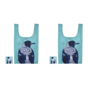 2x Ashdene Plastic 64x36cm Modern Birds Wren Shopping Travel Tote/Hand Carry Bag