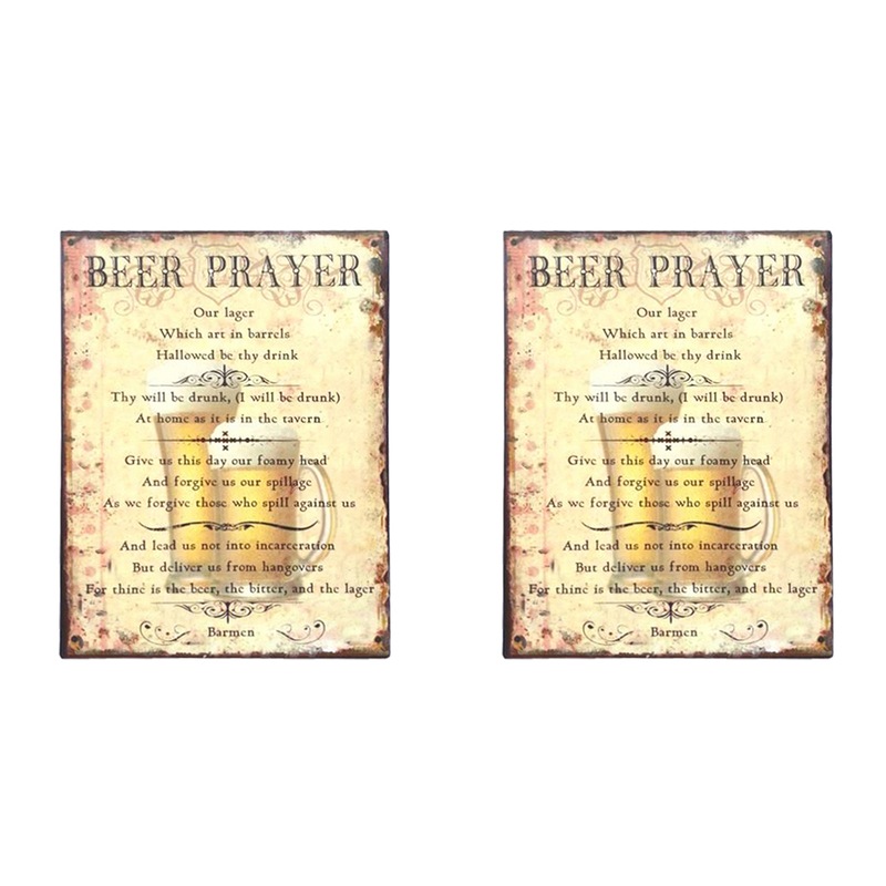 Buy 2x Beer Prayer Hanging Iron Plaque Sign 25x23cm Rectangle Wall ...