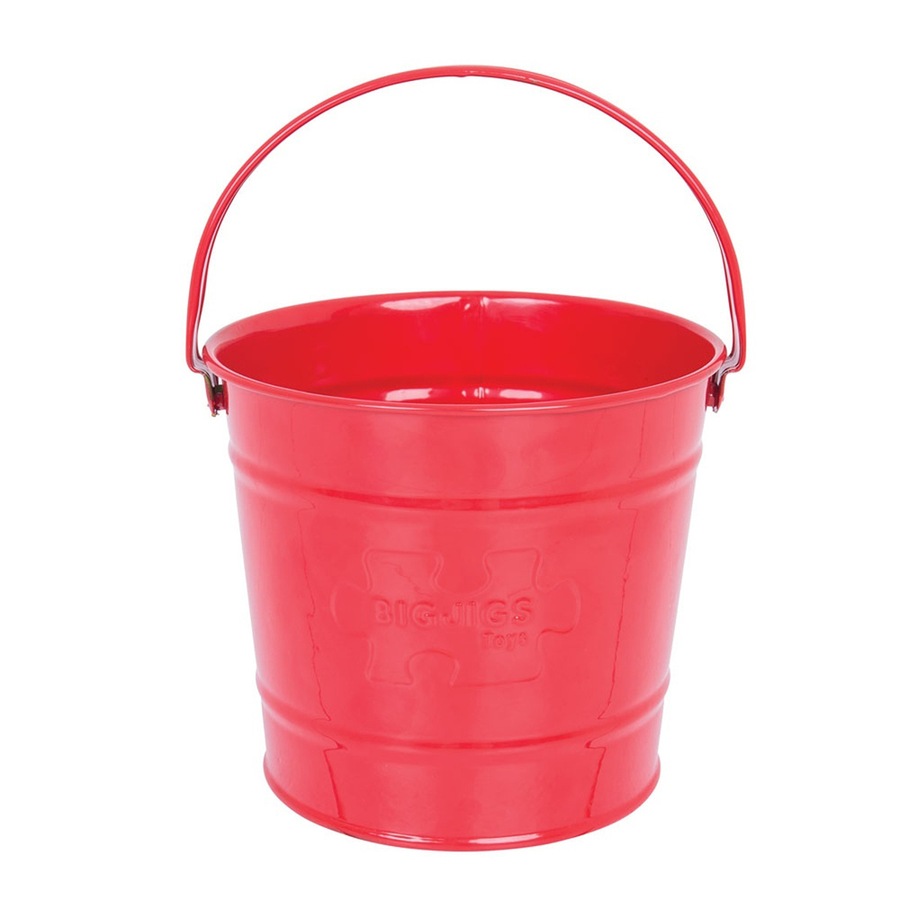 2x Bigjigs Toys 16.5cm Round Metal Bucket Kids/Children Outdoor Play Toy Red 3y+