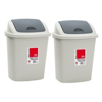 2x Boxsweden 20L Trash Bin 35x27cm w/ Swing Lid Garbage Can - Assorted