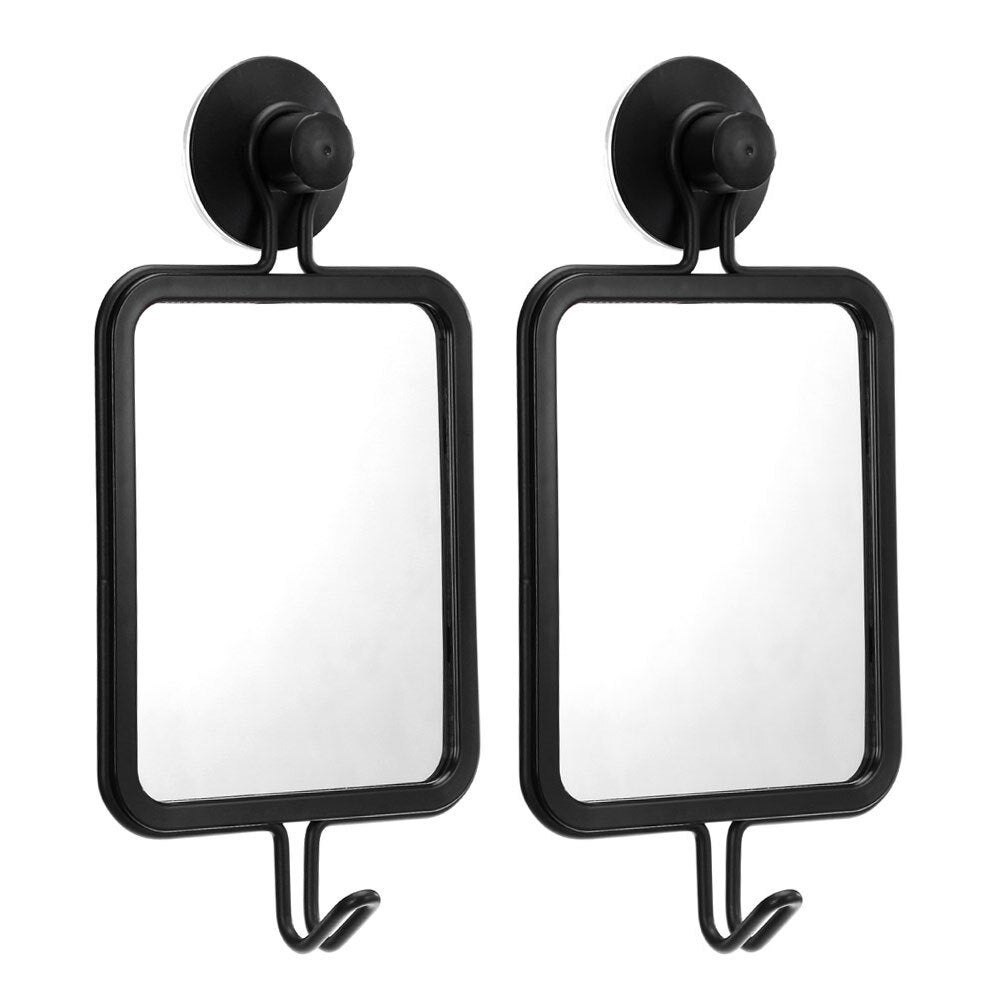 2x Boxsweden 25 x 12.5cm Suction Wall Hanging Mirror w/ Hook Home Decoration BK