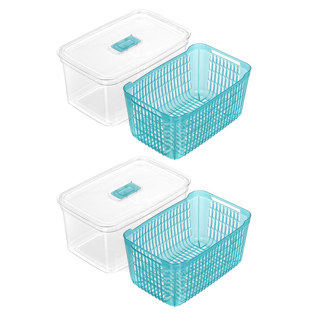 2x Boxsweden Crystal 7L Plastic Vegetable Storer Fridge Container Assorted