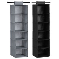 2x Box Sweden Mode 115cm 6 Tier Hanging Wardrobe Storage Clothes Organiser Asst.