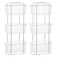 2x Boxsweden 3 Tier Bathroom Rack Standing Storage Organiser Stand Frosted Clear