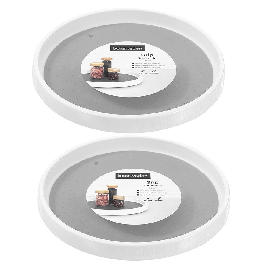 2x Boxsweden 30cm Turntable Kitchen/Pantry Rotating Board Organiser Assorted