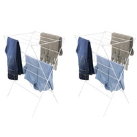 2x Boxsweden 87cm 12 Rail Foldable Wire Clothes/Laundry Airer Drying Hanger Rack
