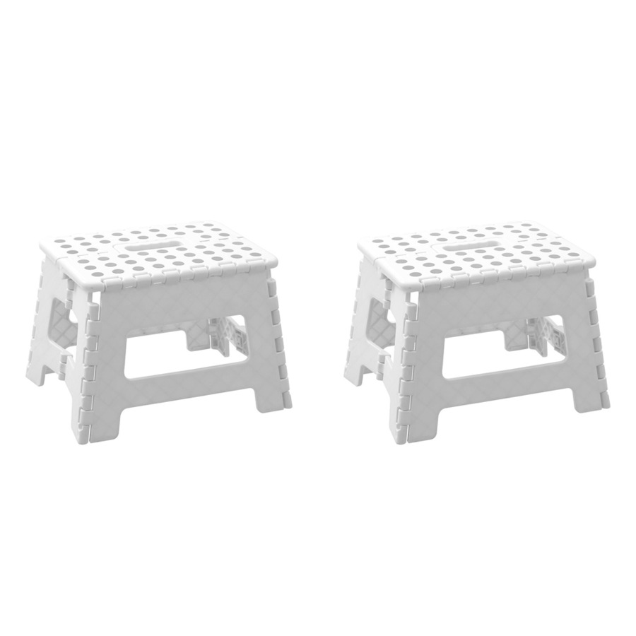 2x Boxsweden Foldaway 29x22cm Step Stool Chair Indoor/Outdoor Seat Small White