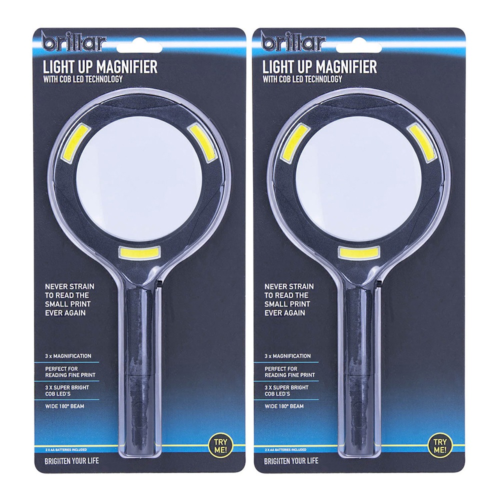 2x Brillar LED Lighted Reading Magnifier Battery Operated Magnifying Glass Asstd Australia