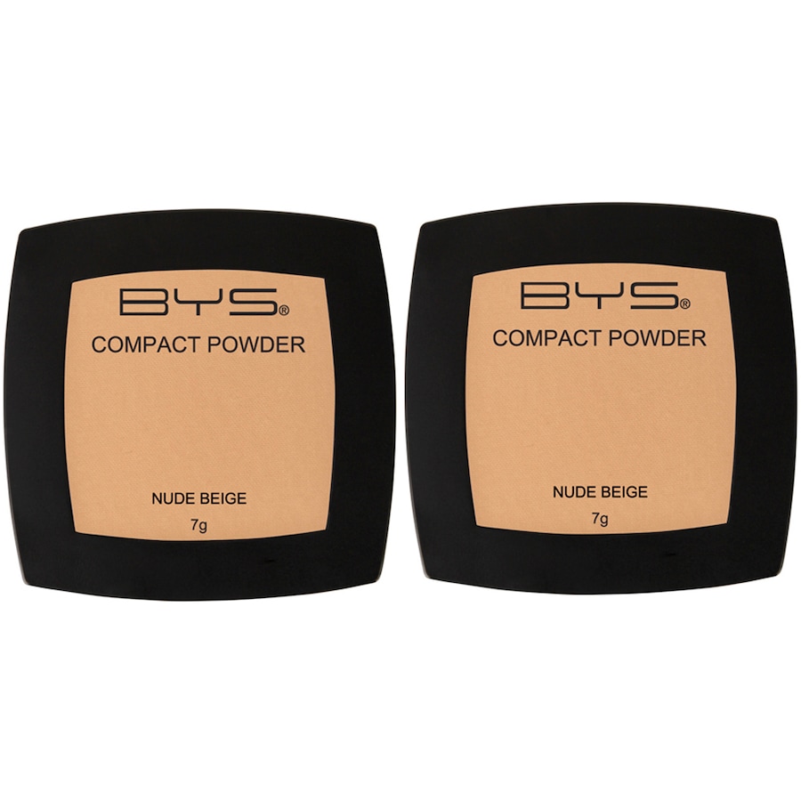2x BYS Compact 7g Powder Face Makeup Women Cosmetics Light Coverage Nude Beige