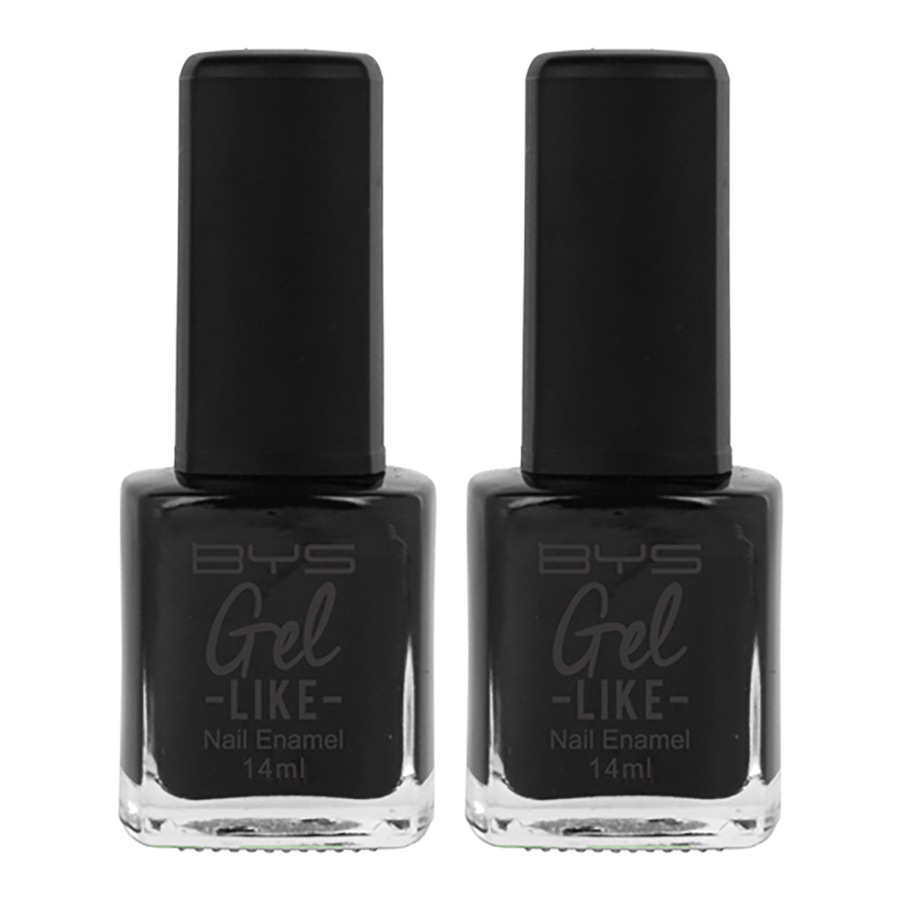2x BYS Gel-Like Ebony Ink Nail Polish Enamel Lacquer Gloss Quick Dry 14ml Black