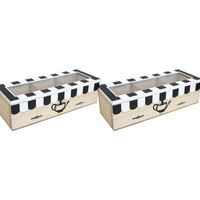 2x Cafe MDF/Glass 24cm Tea Box Kitchen Teabag Organiser Storage Rectangle Sml