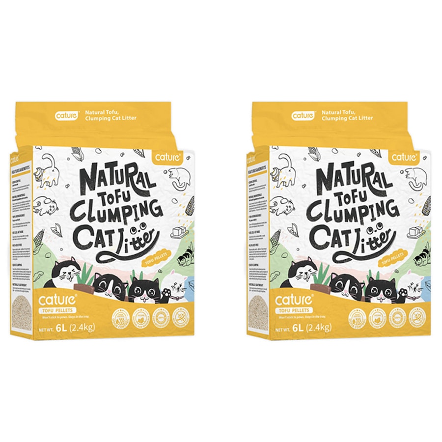 2x Cature 6L/2.4kg Milk Tofu Clumping Cat Litter Pellets Odour Control Flushable