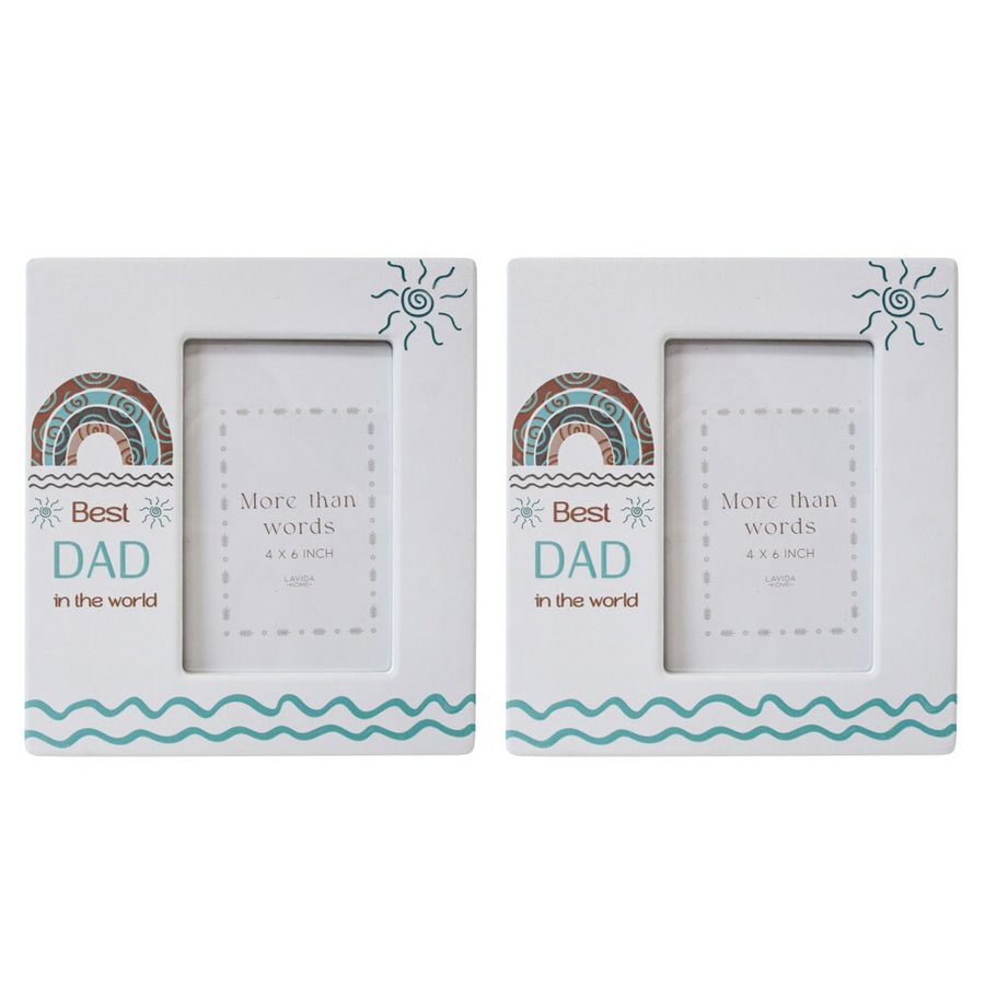 2x Ceramic/Flexi Glass 20cm/4x6" Best Dad Photo Frame Father's Picture Display