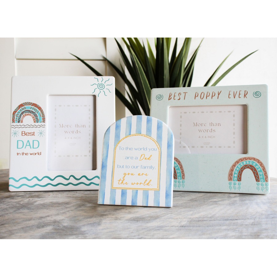 2x Ceramic/Flexi Glass 20cm/4x6" Best Dad Photo Frame Father's Picture Display