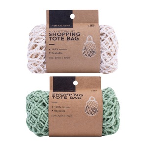 2x Clevinger Eco Cotton Weave Net Shopping/Produce Tote Bag 30x40cm Assorted
