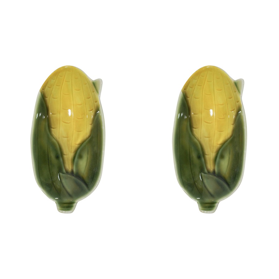 2x Corn Cob Ceramic 19cm Plate Salad Food Serving Snack Dish Tabletop Home Decor