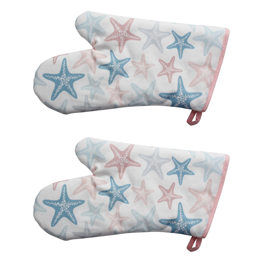 2x Cotton 32cm Oven Mitt Kitchen Cooking/Baking Heat Protector Pot Glove Reef