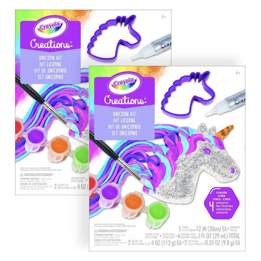 2x Crayola Kids/Childrens Creations Unicorn Air Dry Modelling Clay DIY Kit 96m+
