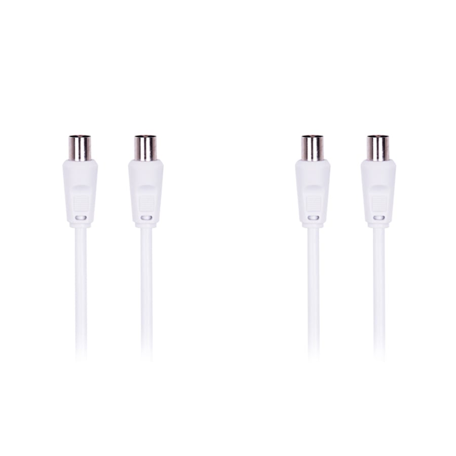 2x Crest 1.5m Dual Shield Male TV Antenna Cable Coaxial Connector For HDTV White