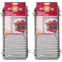 2x Daily Bake 46cm Foldable Kitchen Non-Stick Cake Cooler/Baking Stand/Rack