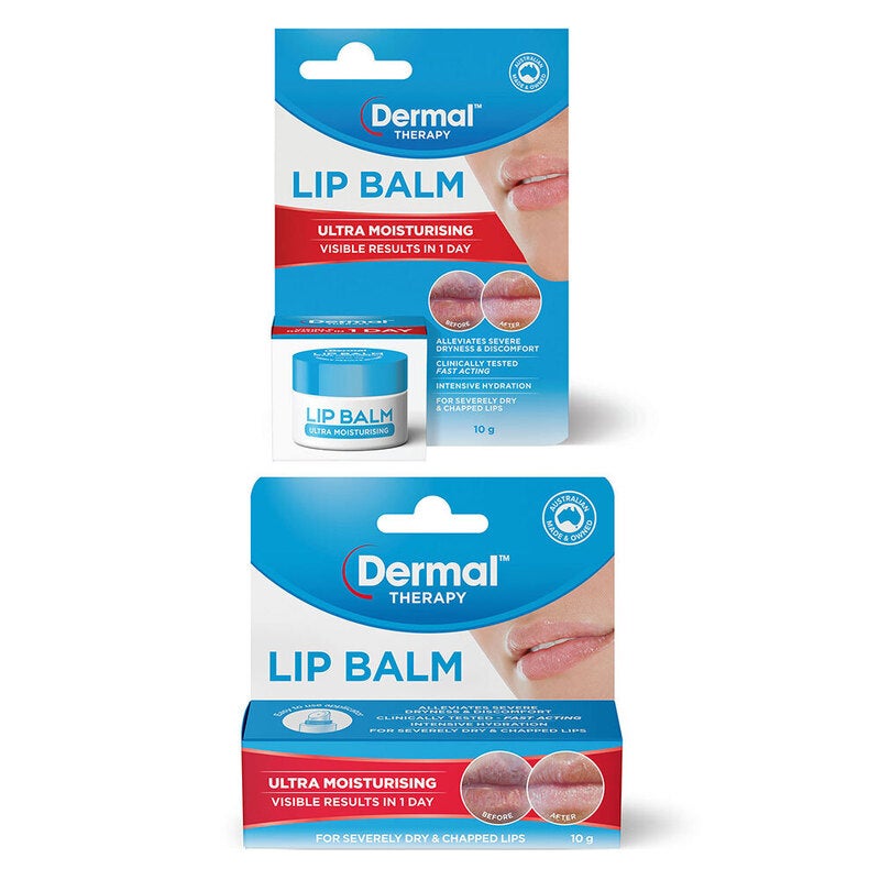 2x Dermal Therapy 10g Ultra Moisturising/Hydrating Balm Jar/Pod Dry/Chapped Lips