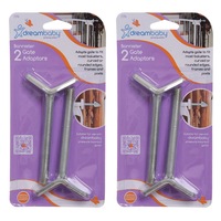 2x Dreambaby Bannister Curved Adaptors For Baby Safety Gate Protection Silver
