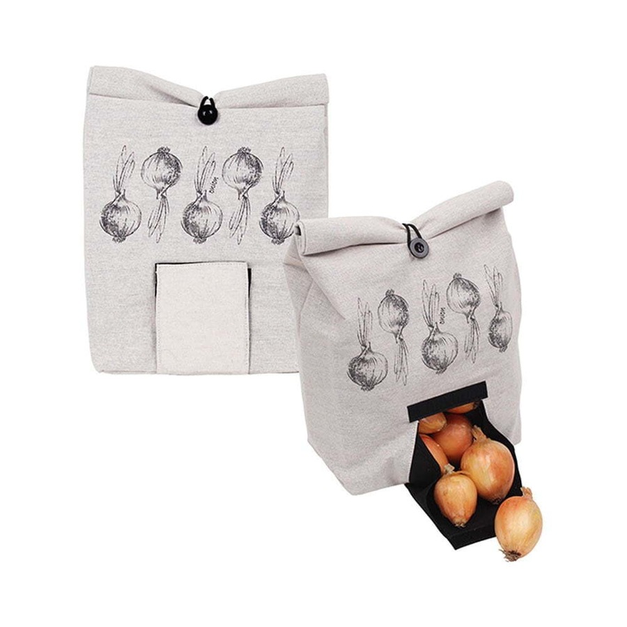 2x Eco Basics 46x34cm Onion Linen Bag Food Storage Breathable Fabric w/Flat Base