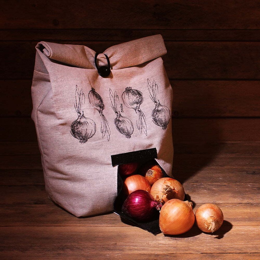 2x Eco Basics 46x34cm Onion Linen Bag Food Storage Breathable Fabric w/Flat Base