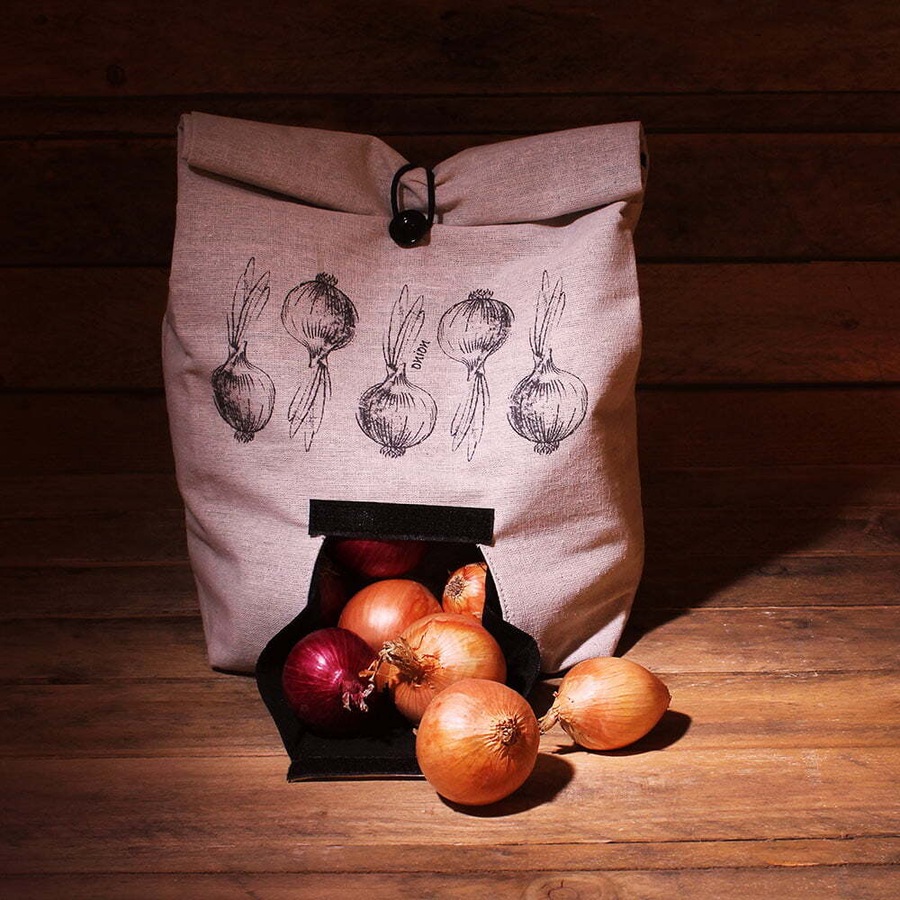 2x Eco Basics 46x34cm Onion Linen Bag Food Storage Breathable Fabric w/Flat Base
