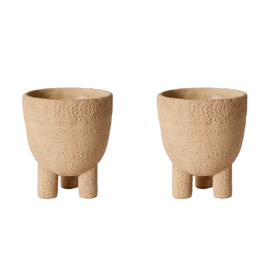 2x E Style Cooper 20cm Cement Plant Pot Home Decorative Planter Round Brown