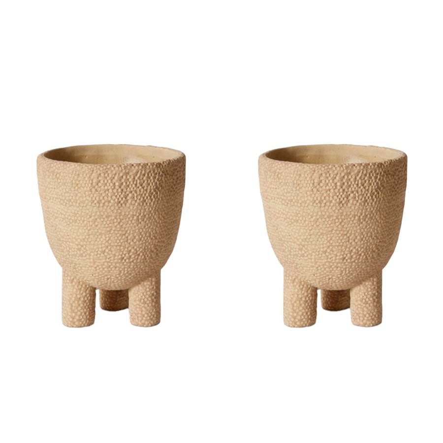 2x E Style Cooper 20cm Cement Plant Pot Home Decorative Planter Round Brown