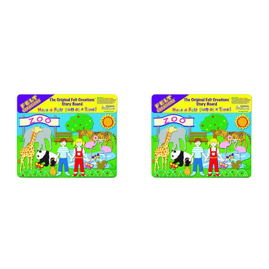 2x Felt Creations Zoo Theme Kids/Children Fabric Art Kit Activity Craft 3y+