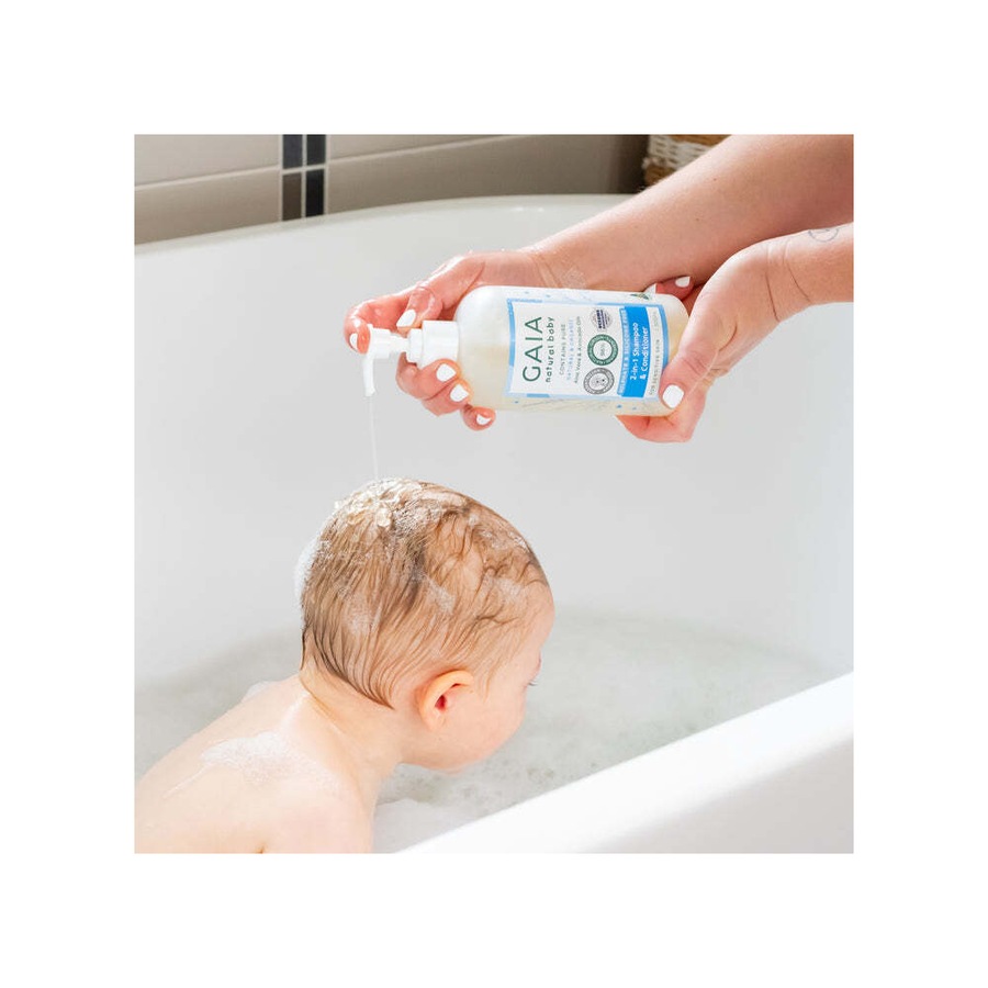 2x Gaia Natural Baby 2-In-1 Silicone Free Gentle Shampoo and Conditioner 250ml