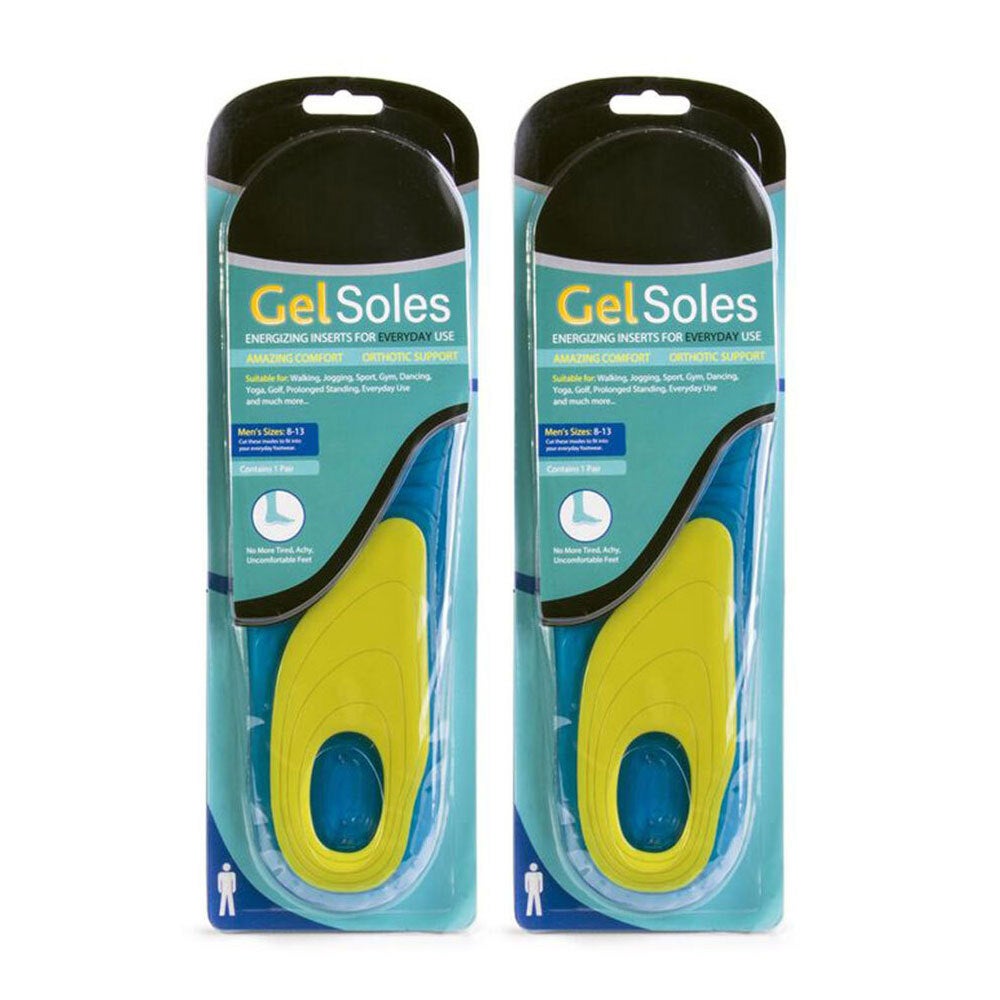 2x Gel Insoles Pair For Male Shoe Sizes 8-13 Trim to Fit Boots/Runners/Sneakers