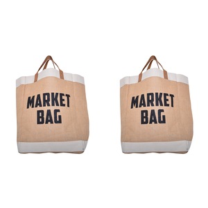 2x Gibson Gifts Eco Jute Market Bag Reusable Womens Shopping Carry Tote Large