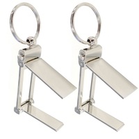 2x Handbag/Bag/Purse 10cm Holder/Hanger Table/Desk Hook w/ Removable Keyring SLV