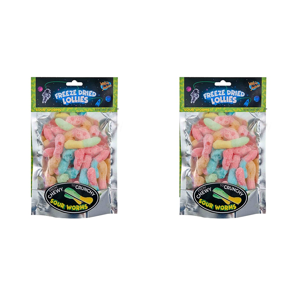 Buy 2x Heebie Jeebies 40g Sour Worms Freeze Dried Lollies Candy Sweets ...