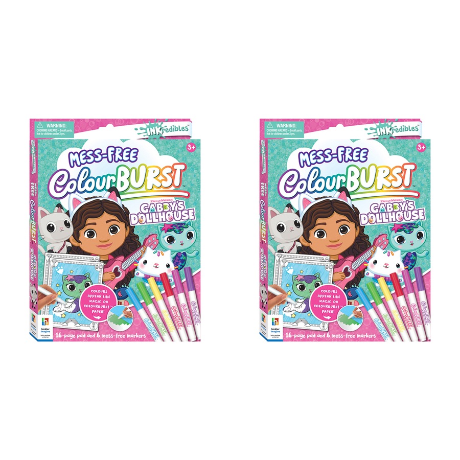 2x Inkredibles Colour Burst Gabby's Dollhouse Colouring Activity Kit Art Pad 8y+