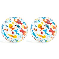 2x Intex 51cm Lively Print Balls Beach Toy Kids 3y+ Pool Party Water Play Assort