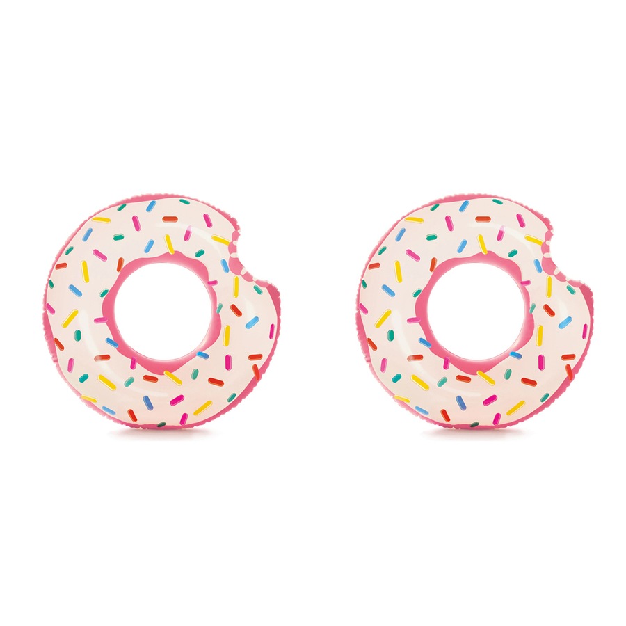 2x Intex Rainbow 94cm Round Inflatable Donut Swimming Pool Tube Adult Float 14+