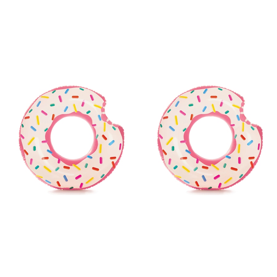 2x Intex Rainbow 94cm Round Inflatable Donut Swimming Pool Tube Adult Float 14+