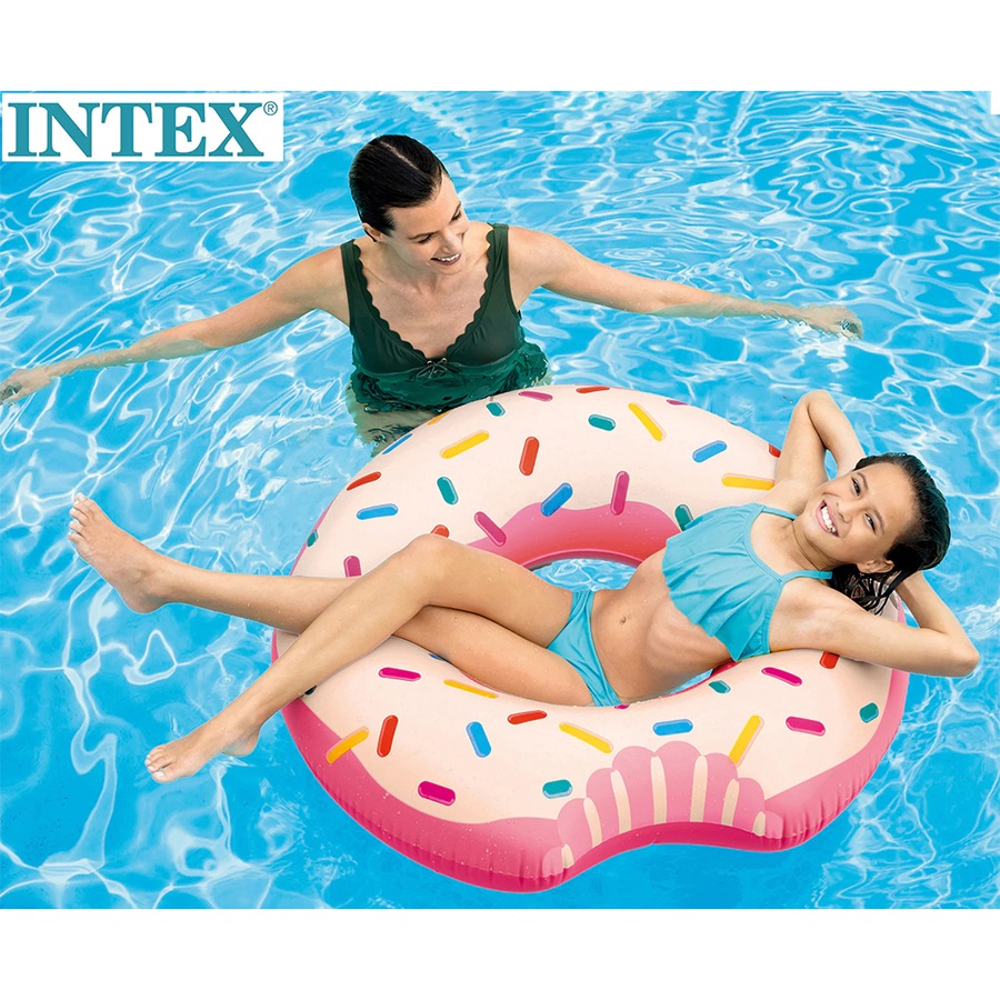 2x Intex Rainbow 94cm Round Inflatable Donut Swimming Pool Tube Adult Float 14+